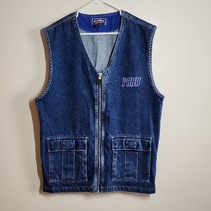 Paco 90s Cargo Denim Vest Zip Side Detail Mens Large Edgy Streetwear